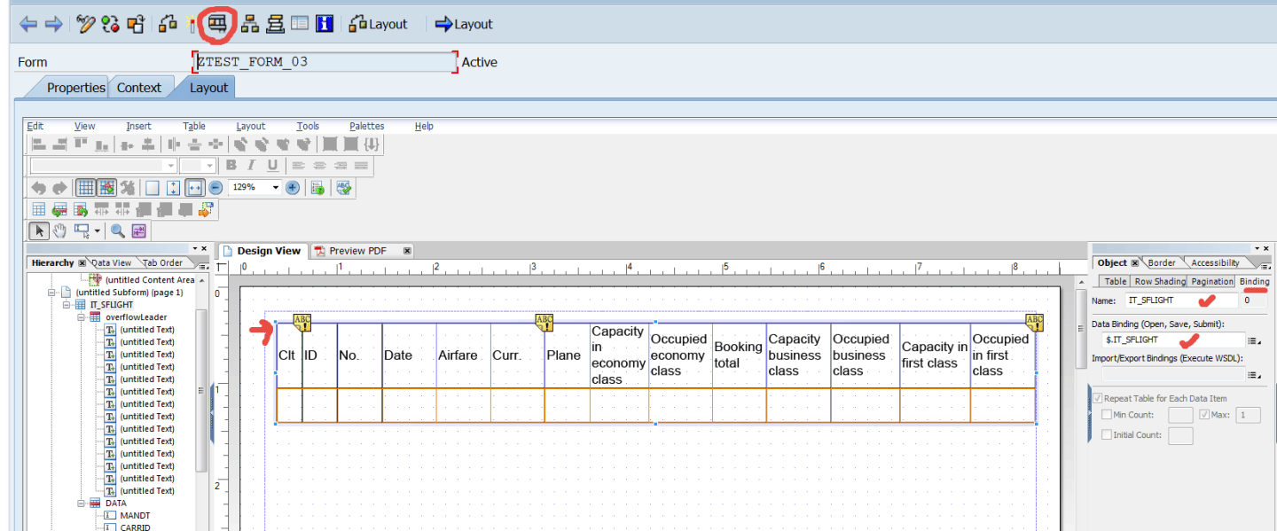 Designing table in Adobe Form – SAPCODES
