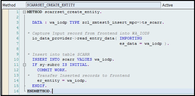 oData Service – with INSERT statement – SAPCODES