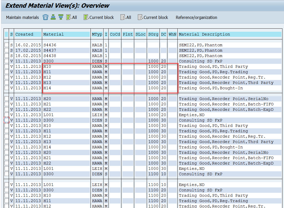 Maintain Material in MM – SAPCODES