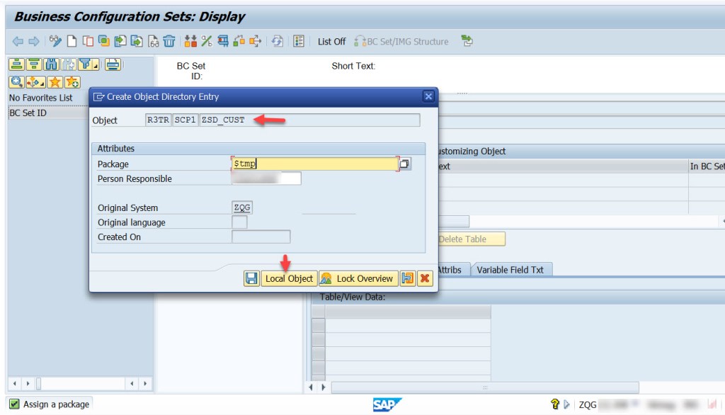 Business Configuration Set- BC Set – SAPCODES