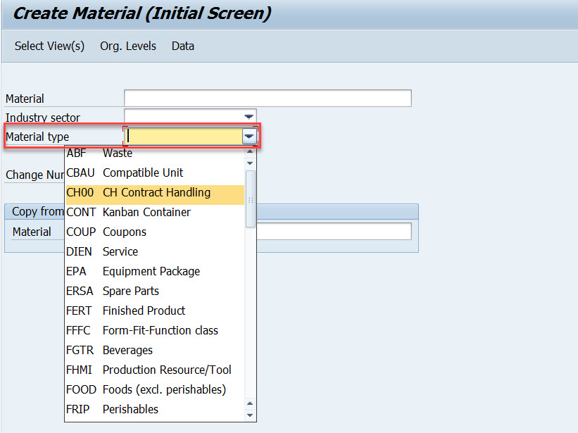 Material Type for Material Master – SAPCODES