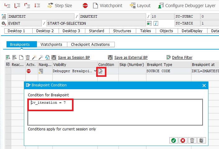 Conditional Breakpoint in SAP ABAP – SAPCODES